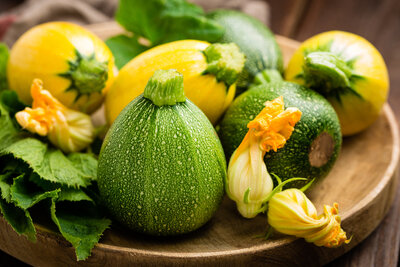 Courgette ronde mélange jaune/verte