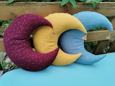 Coussin lune bleu