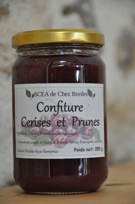 Confiture cerise burlat/prune - bocal 350 gr