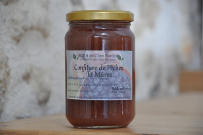Confiture pêche / mûres - bocal 360 gr