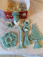 Grande box de noël en macramé turquoise