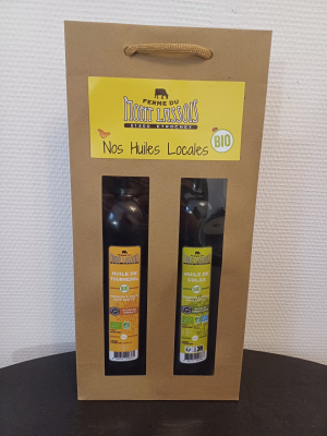 Coffret d'huile bio: colza et tournesol