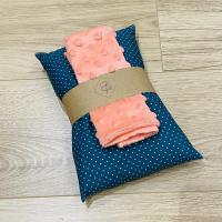 Bouillotte sèche bleu canard et corail