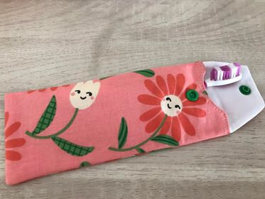 Pochette à brosse à dents 'rose fleurs'