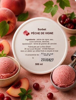 Sorbet plein fruit pêche de vigne