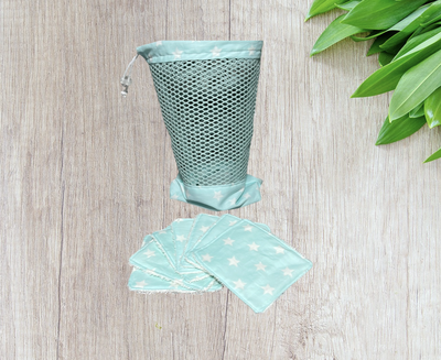 Filet de lavage avec ses 7 lingettes bleu