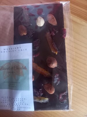 Tablette chocolat lait mendiant