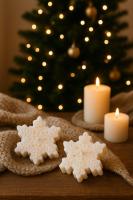 Bougie flocon de noel et feuille or