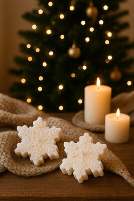 Bougie flocon de noel et feuille or