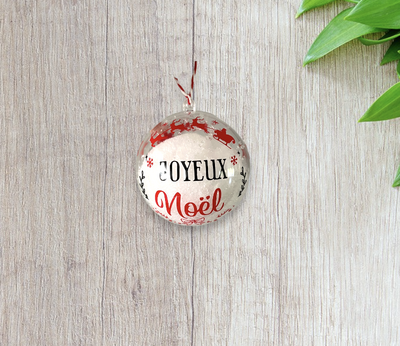 Boule de noël personnalisée (joyeux en noir)