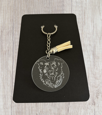 Porte clé gravé tansparent chien