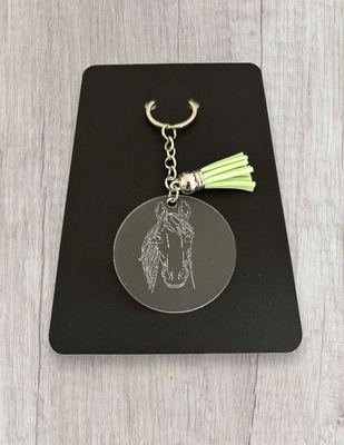 Porte clé gravé tansparent cheval