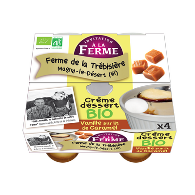 Cr. dessert vanille sur lit cara. bio 4x100g-