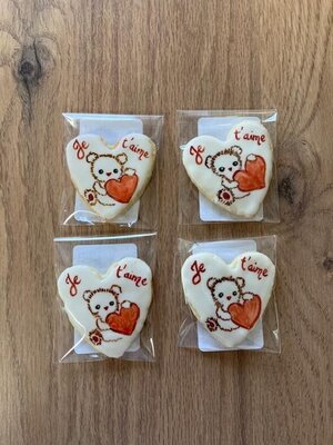 Biscuits peints saint valentin 'je t'aime'
