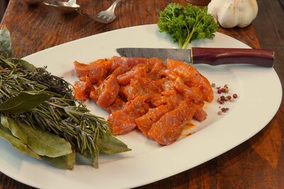 Emincé de porc bio mariné (curry) - 500gr