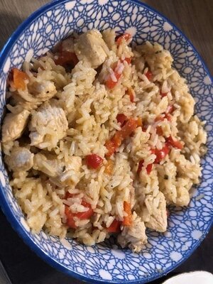 Poulet 🐓poivrons riz long grain sauté thaï
