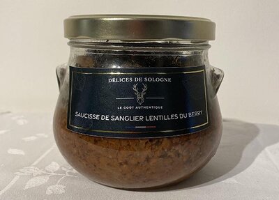 Saucisse de sanglier et lentilles de berry
