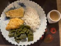 Filet de poisson blanc, coco plats, riz