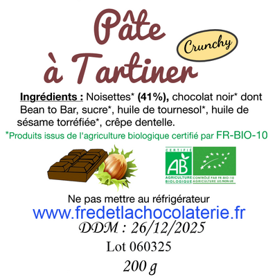 Pâte à tartiner crunchy choc noir sans lactos