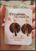 Boucles fleurs et support laiton sequin rose