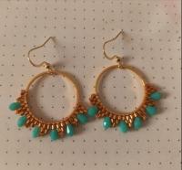 Boucles perles goutte turquoise
