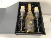 Coffret perles de safran 2 flûtes à champagne