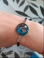 Bracelet bleu cordon noir