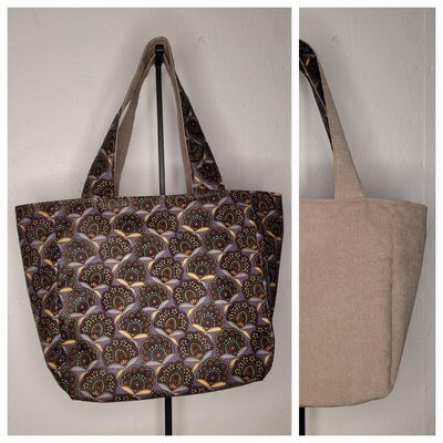 Cabas réversible beige