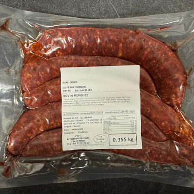 Merguez  boeuf ferme durbois max 360gr