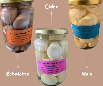 Oeufs au vinaigre de cidre, échalote ou noix