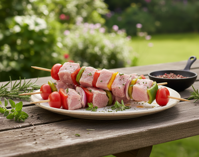 Brochettes nature de porc bio 600g (4 pièces)