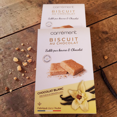 Biscuit au chocolat blanc en tablette