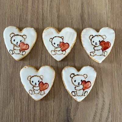 Biscuits peints ourson coeur